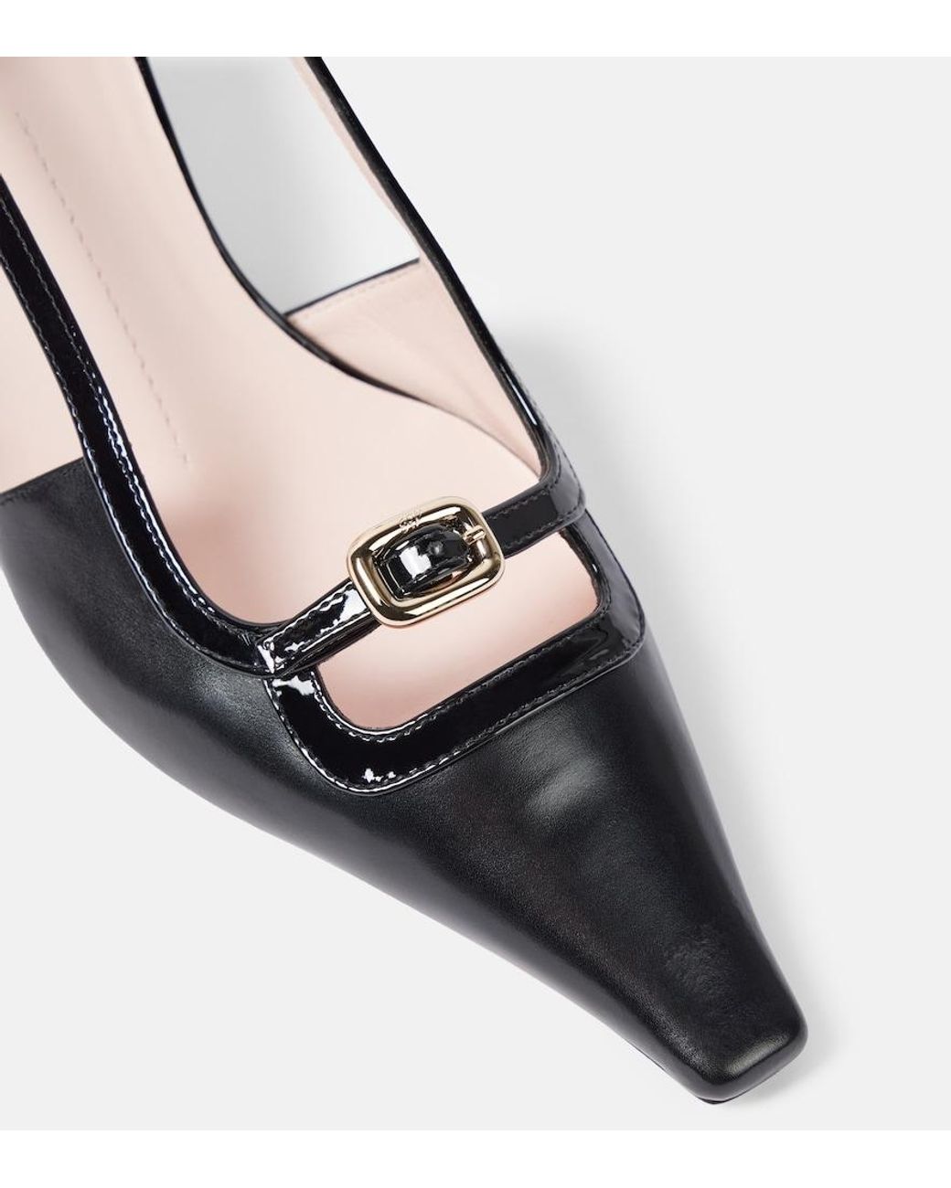 Roger Vivier Black Viv' Canard 55 Leather Slingback Pumps
