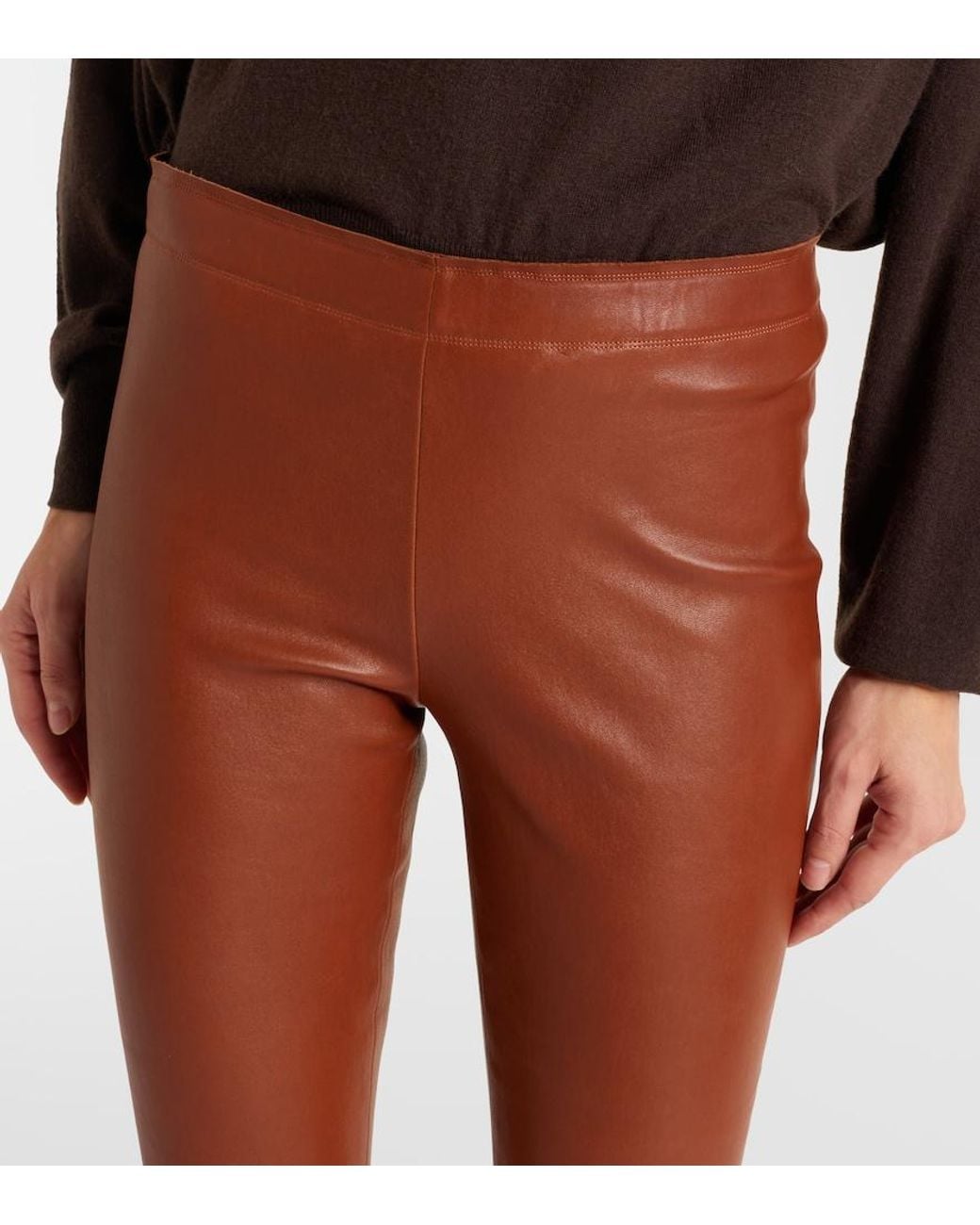 Stouls Brown Carolyn Leather Slim Pants