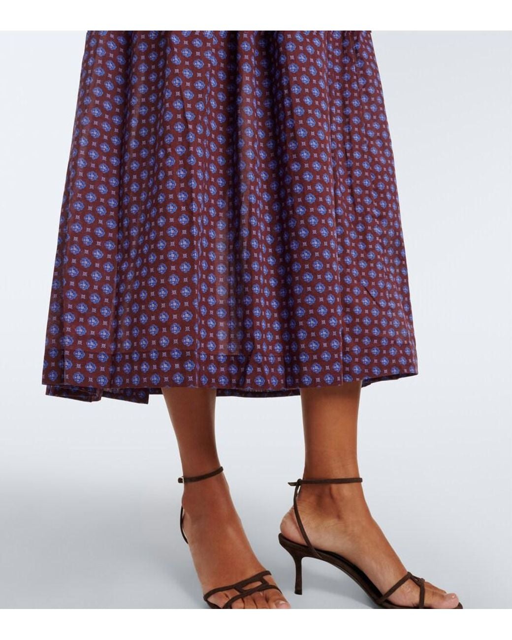 Doen Purple Quinelle Printed Cotton Voile Midi Dress