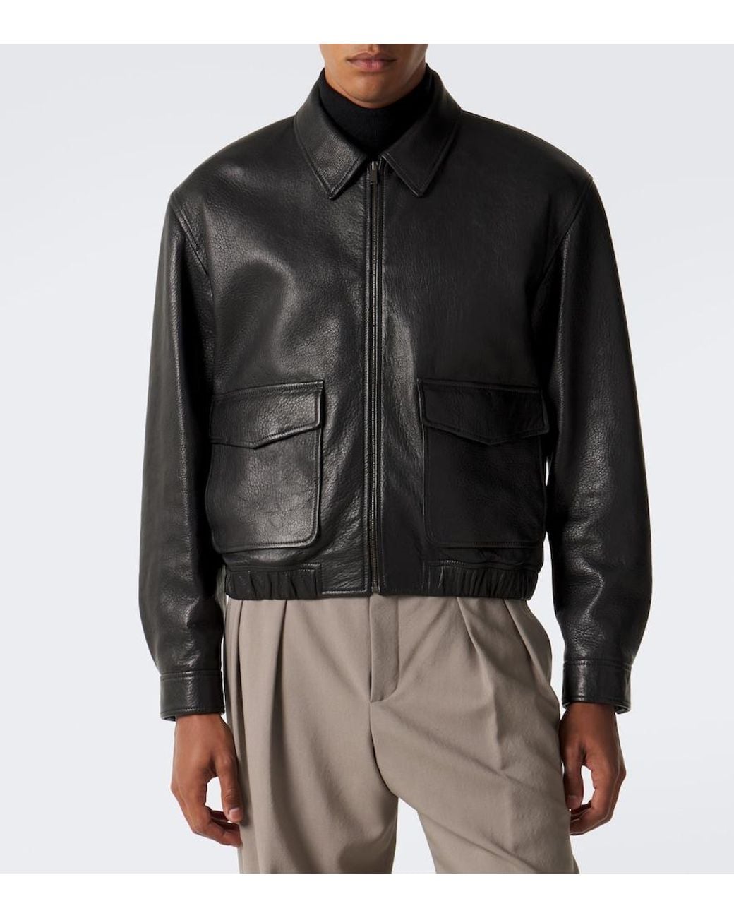 Saint Laurent Black Leather Blouson Jacket for men