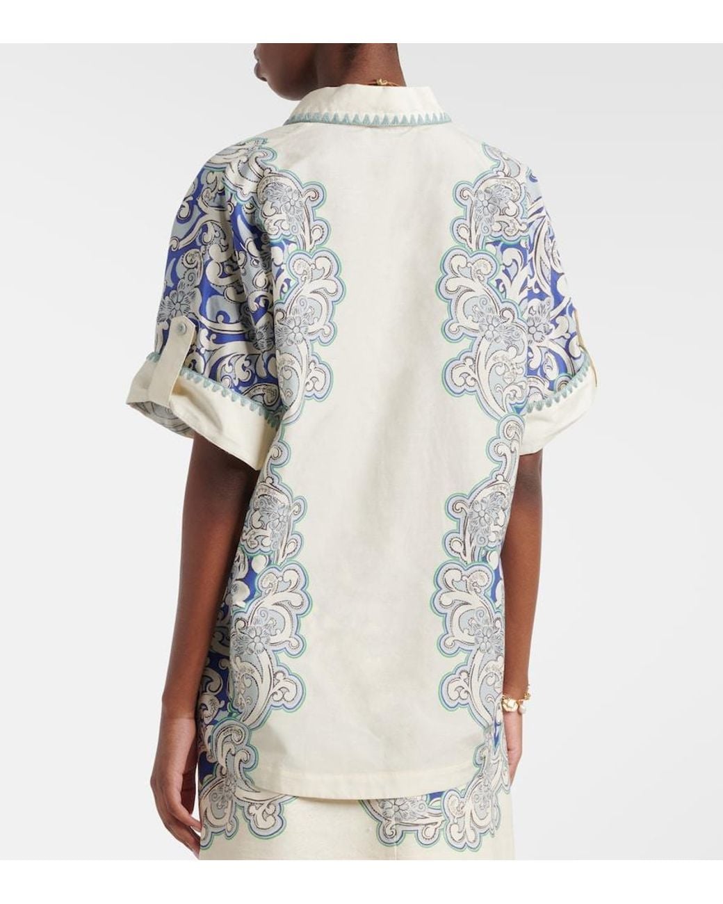 ALÉMAIS Blue Printed Cotton And Silk Shirt
