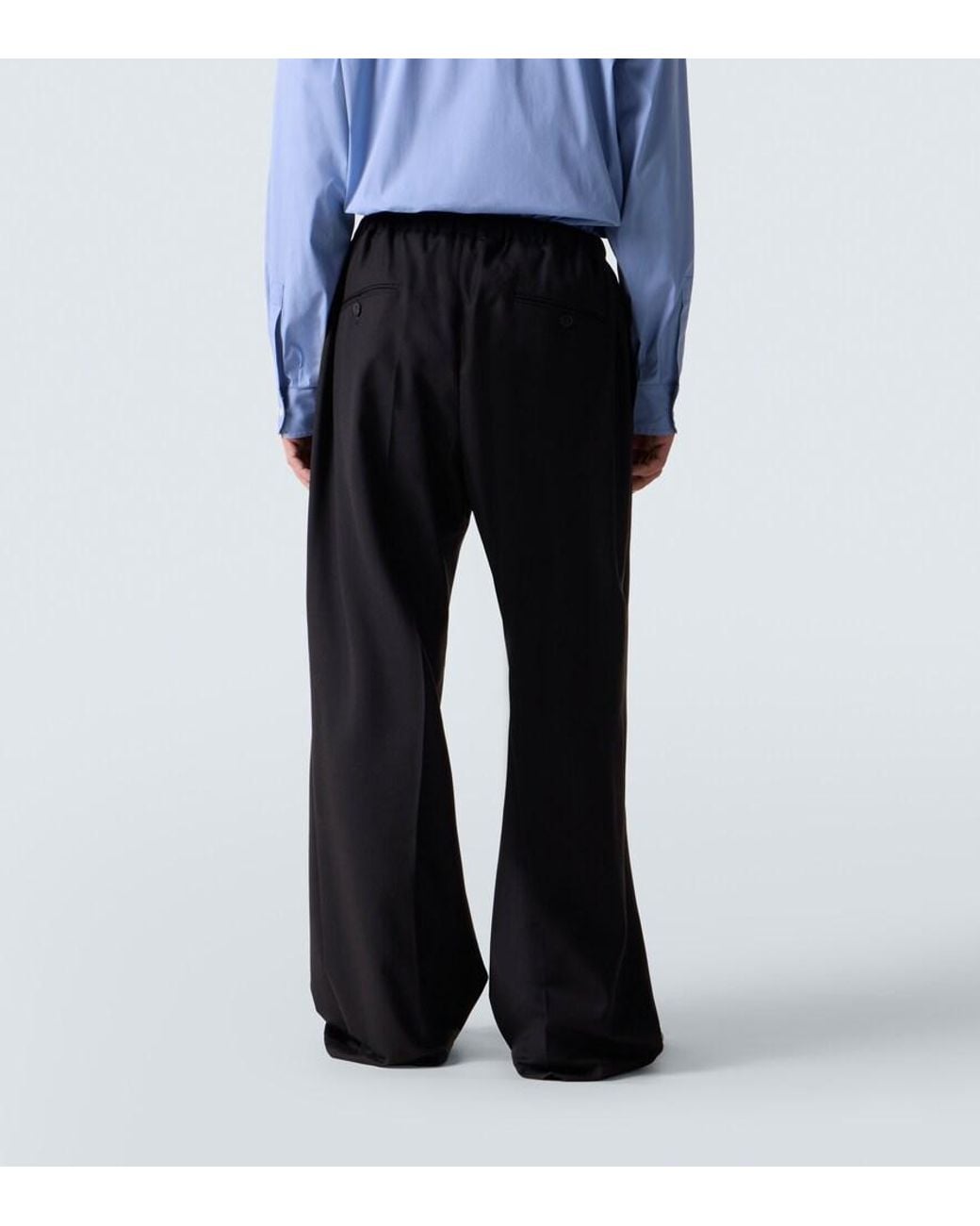 Plan C Black Wool Wide-Leg Pants for men