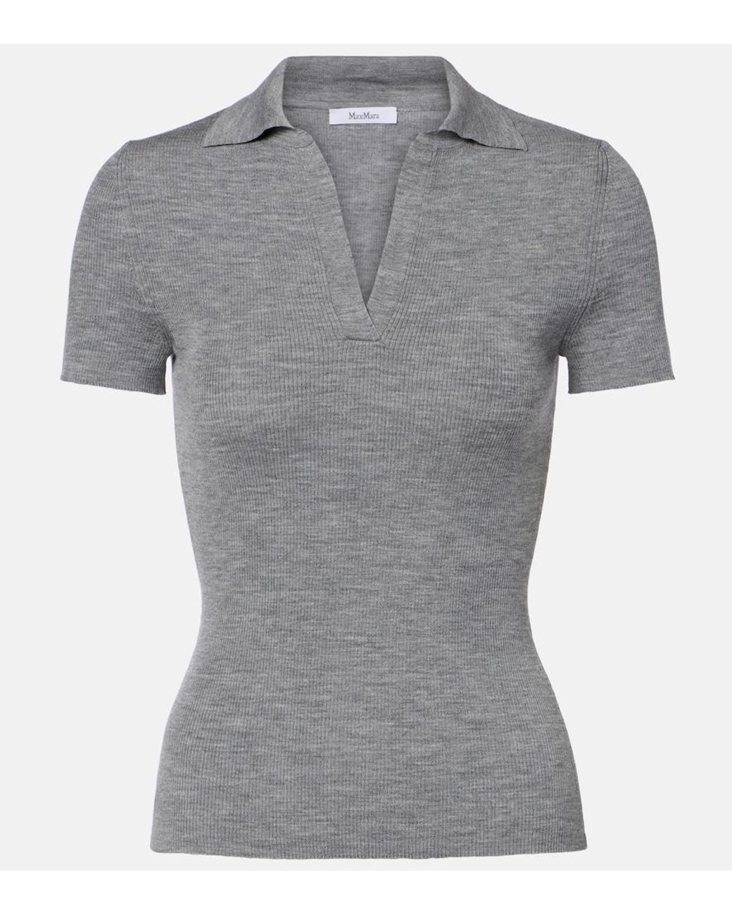 Max Mara Gray Albero Virgin Wool Polo Shirt