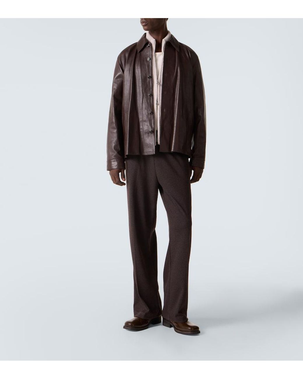 Our Legacy Brown Welding Leather Overshirt for men