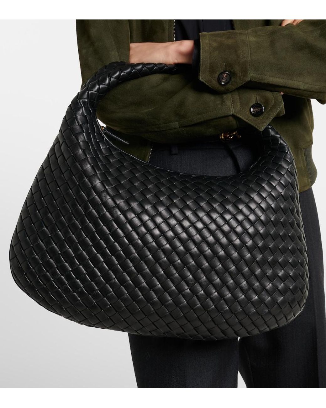 Bottega Veneta Black Veneta Medium Leather Shoulder Bag