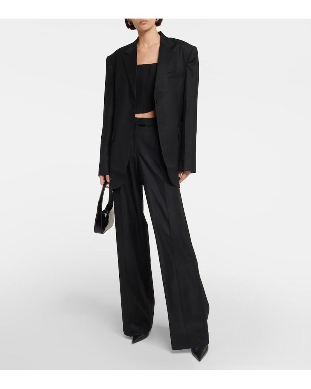 AYA MUSE Black Conso Low-Rise Wide-Leg Wool Pants