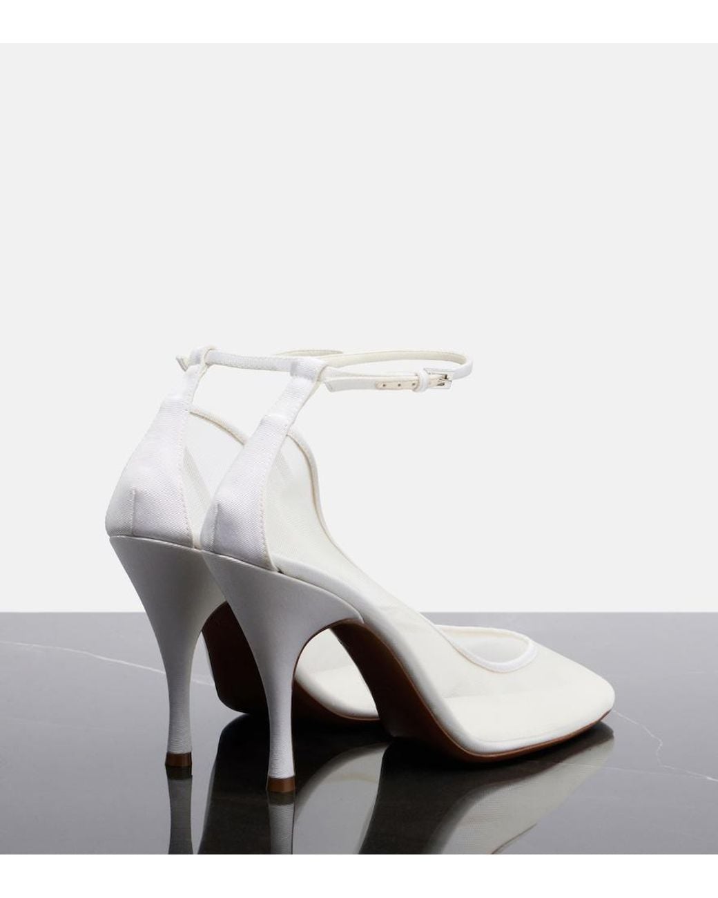 Alaïa White Grosgrain-Trimmed Mesh Pumps