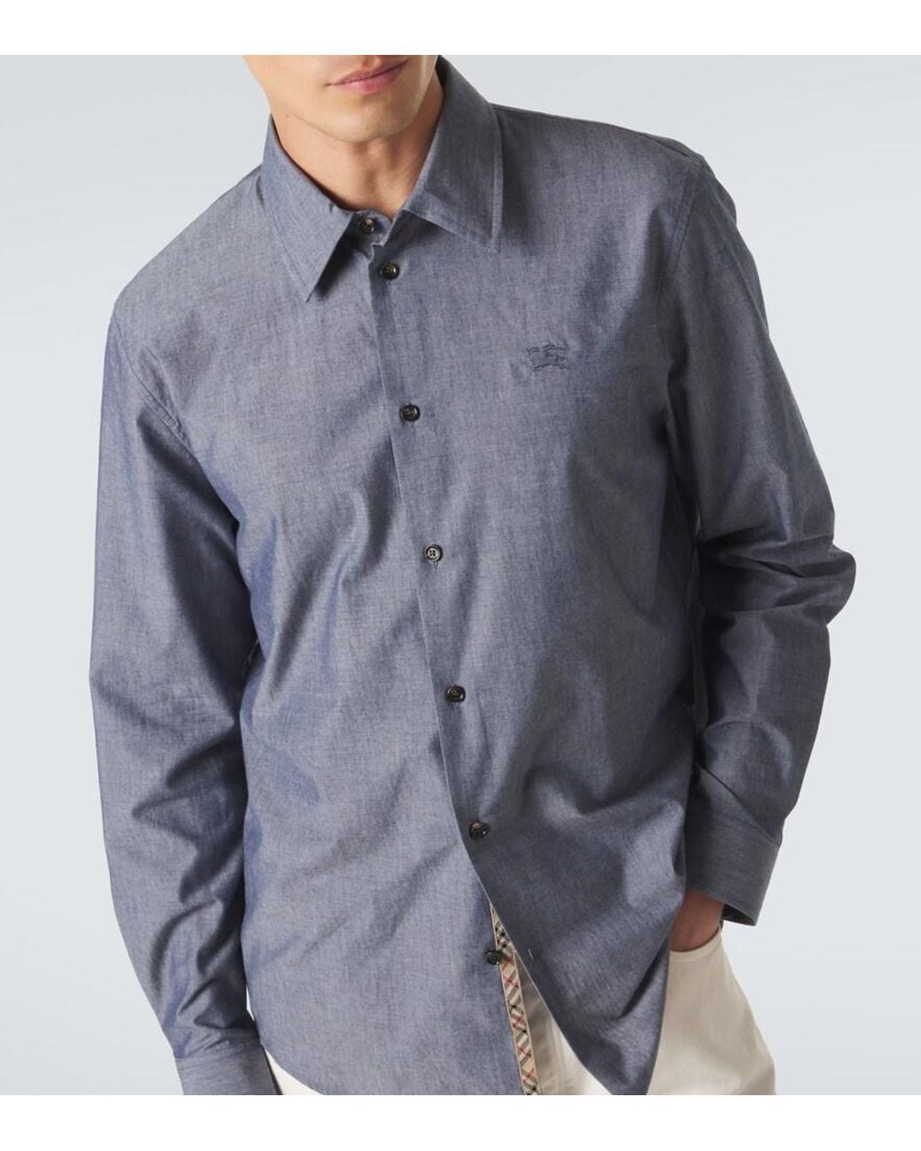 Burberry Blue Ekd Cotton-Blend Shirt for men