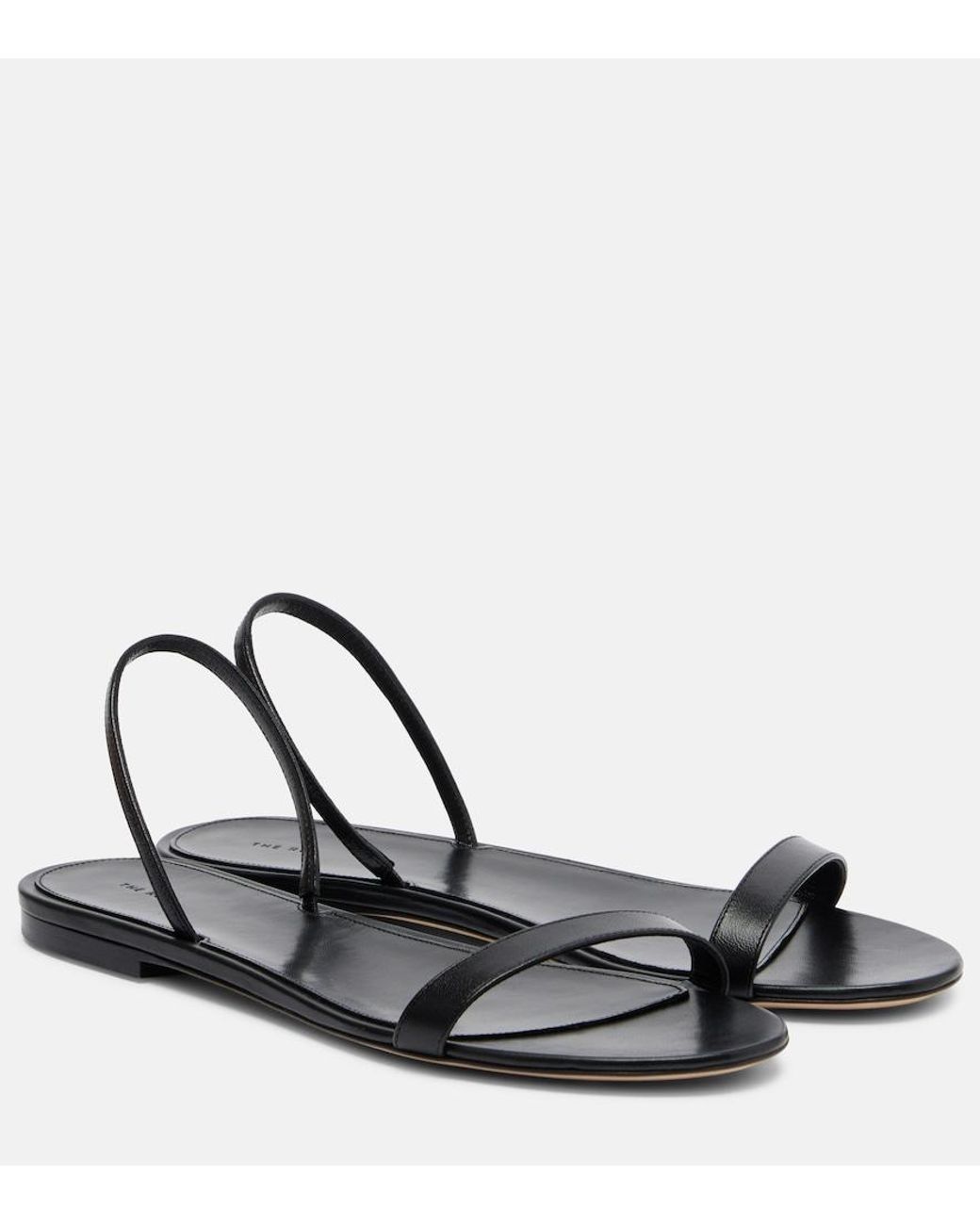 The Row Black Ella Leather Sandals