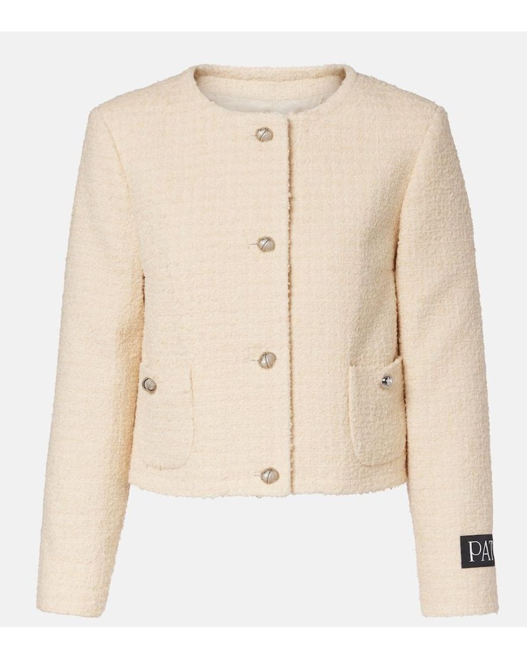 Patou Natural Logo Wool-Blend Boucle Jacket