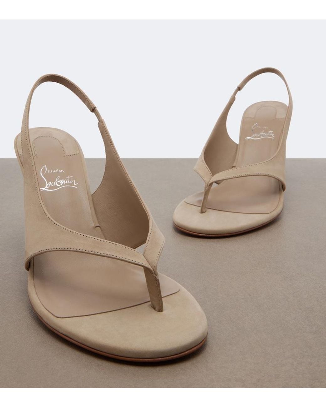 Christian Louboutin Natural Miss Z Suede Thong Sandals