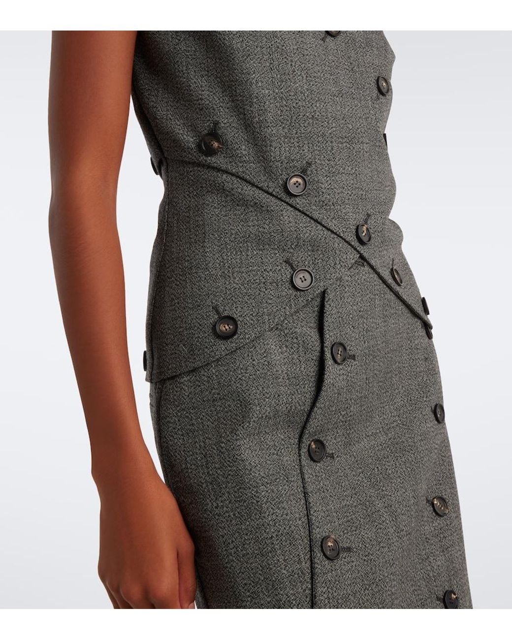 Ferragamo Gray Paneled Virgin Wool Top