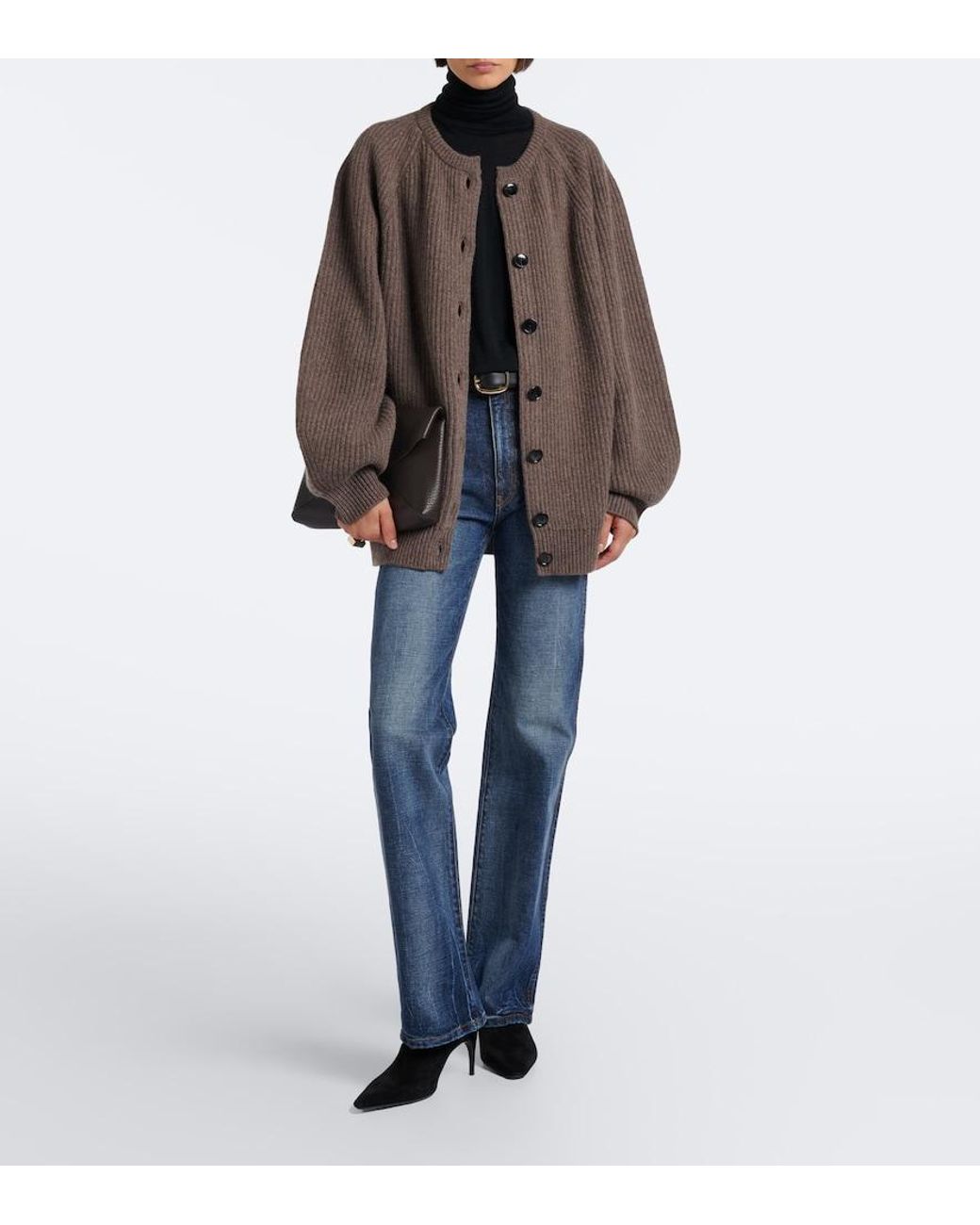 Nour Hammour Brown Laurel Oversized Cashmere And Wool Cardigan