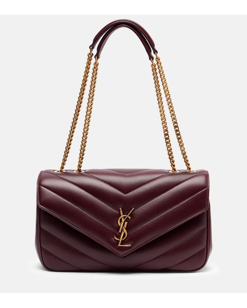 Saint Laurent Purple Loulou Medium Leather Shoulder Bag