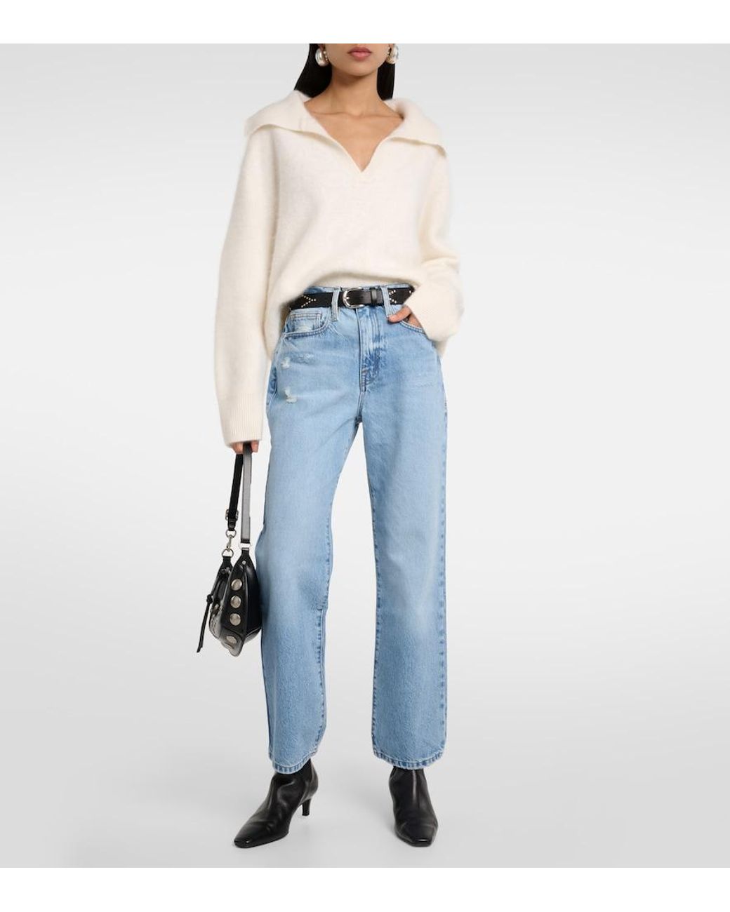 FRAME Blue Le Jane Ankle High-Rise Straight Jeans