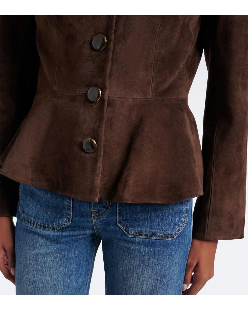 Veronica Beard Brown Quinn Peplum Suede Jacket