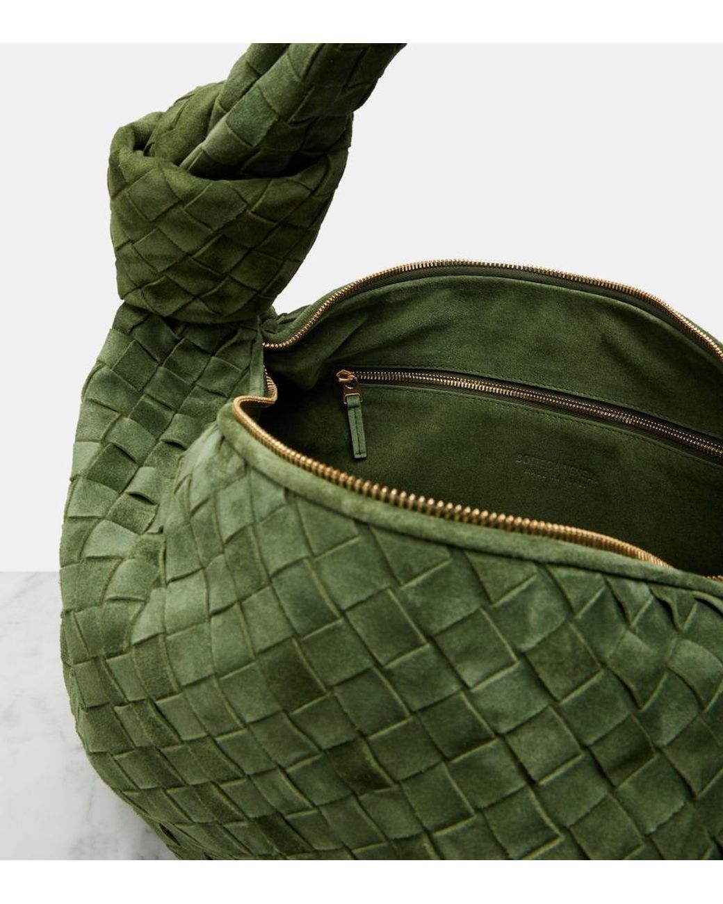 Bottega Veneta Green Jodie Small Suede Shoulder Bag