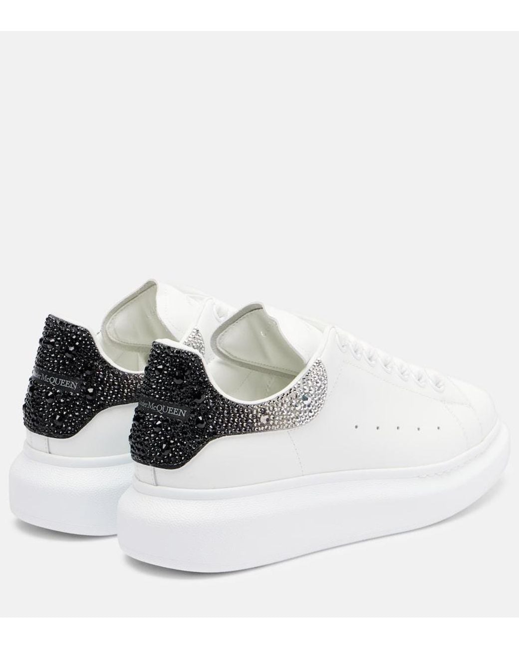 McQueen White Oversized Embellished Leather Sneakers