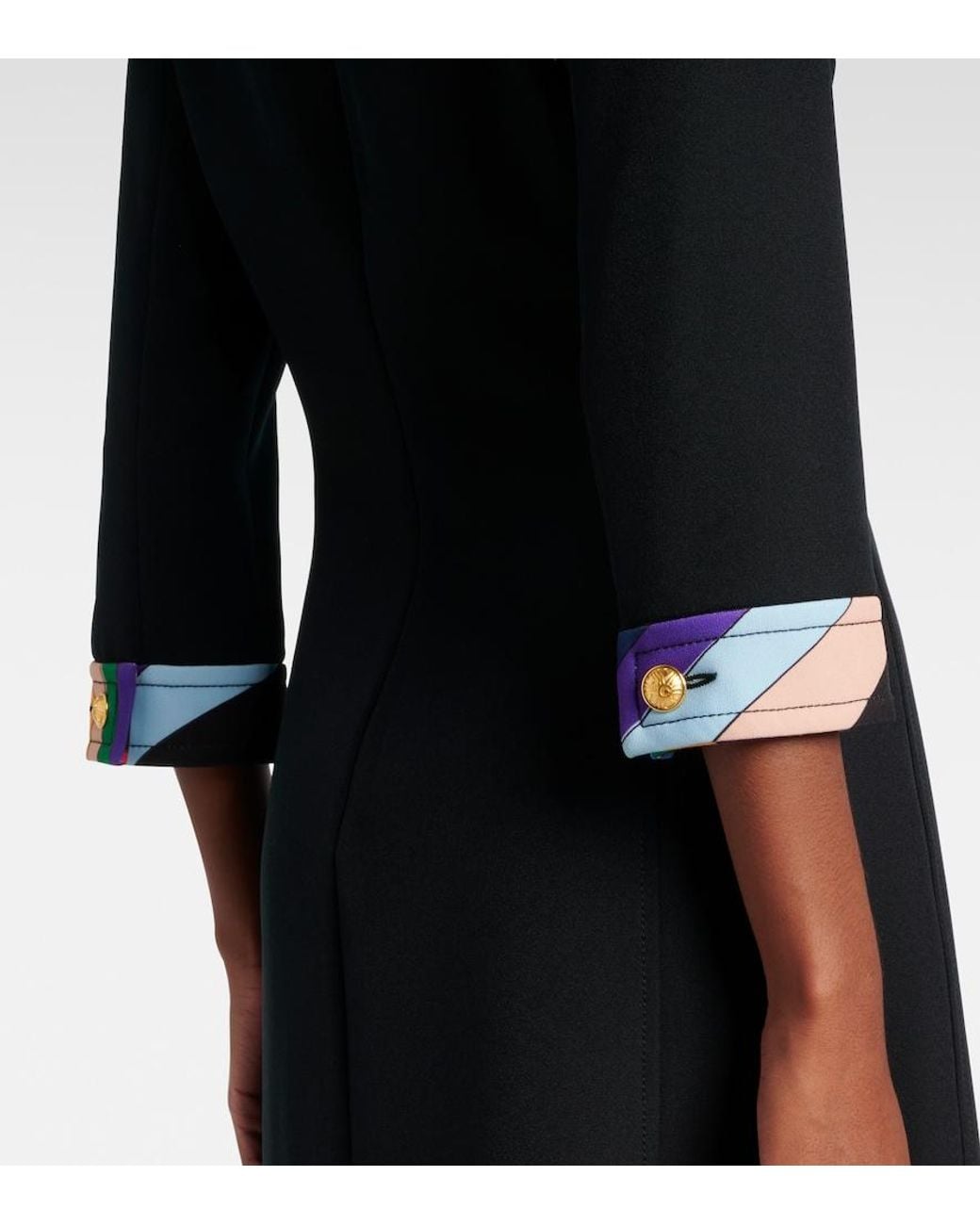 Emilio Pucci Black Cady Polyester Midi Dress