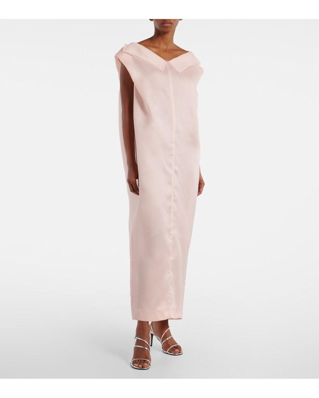 Khaite Pink Selwyn Silk Gazar Maxi Dress