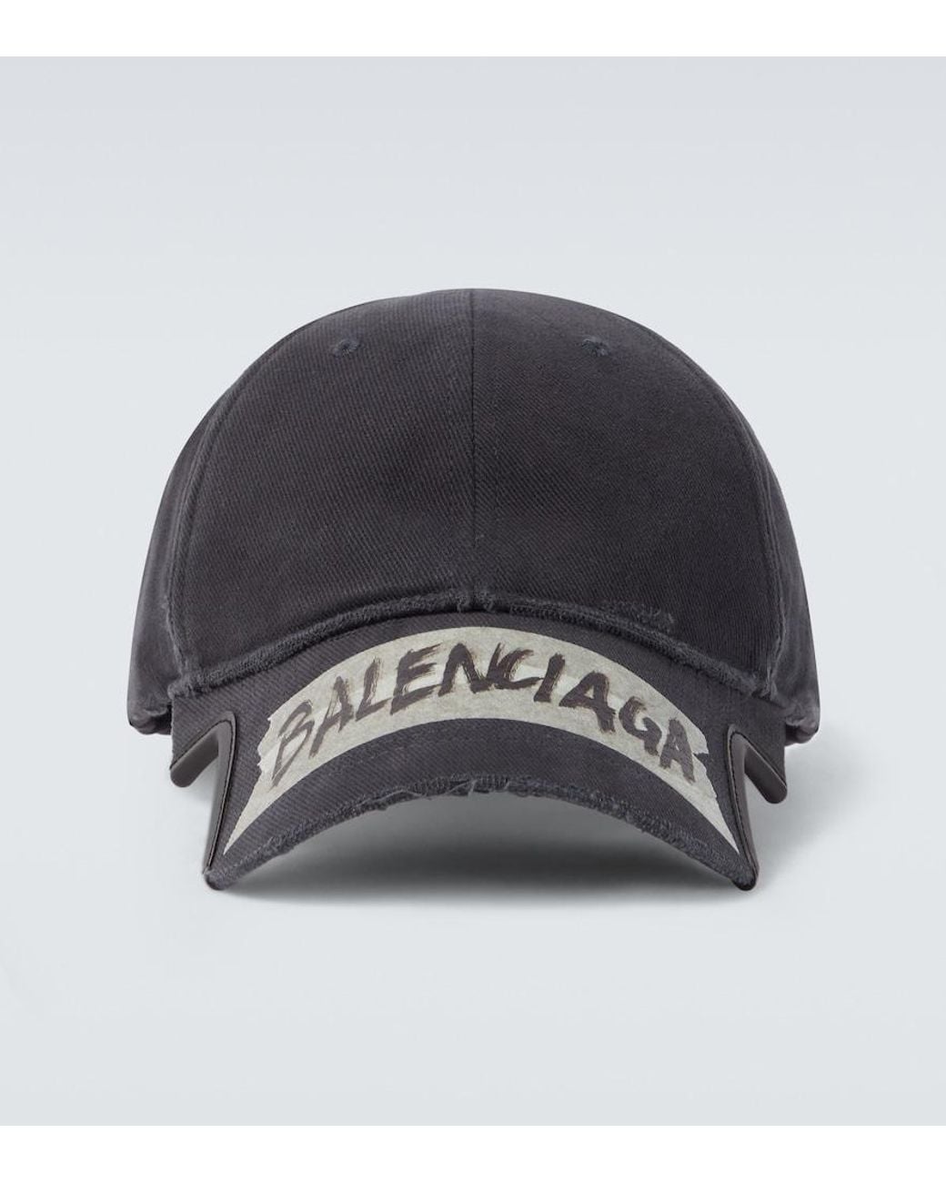 Balenciaga Black Masking Tape Cotton Drill Baseball Cap for men