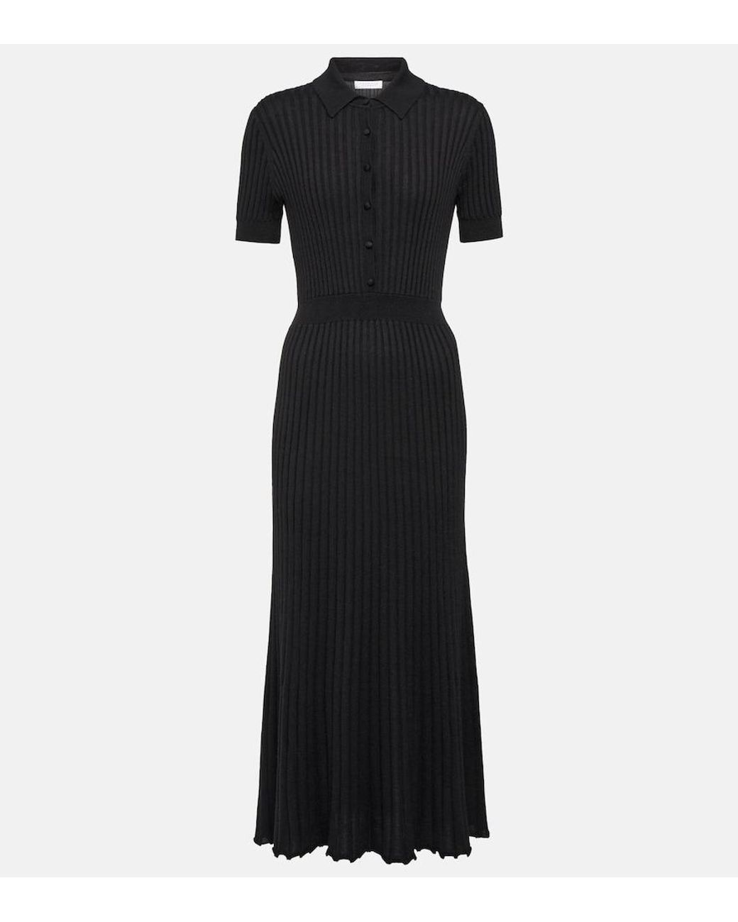 Gabriela Hearst Black Amor Silk And Cashmere Midi Dress