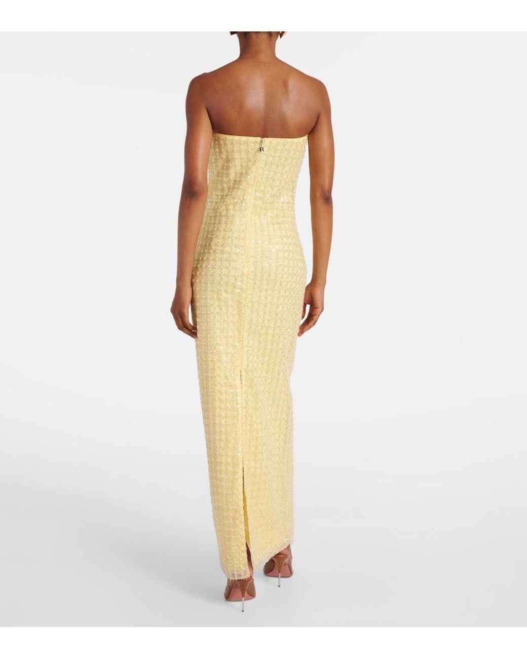ROTATE BIRGER CHRISTENSEN Embellished Strapless Gown in Yellow | Lyst