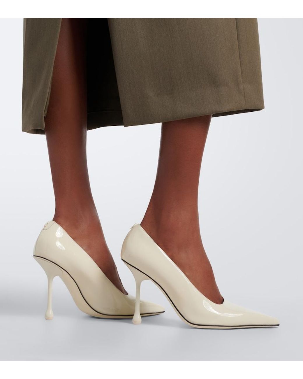 Jimmy Choo White Ixia 95 Patent Leather Pumps