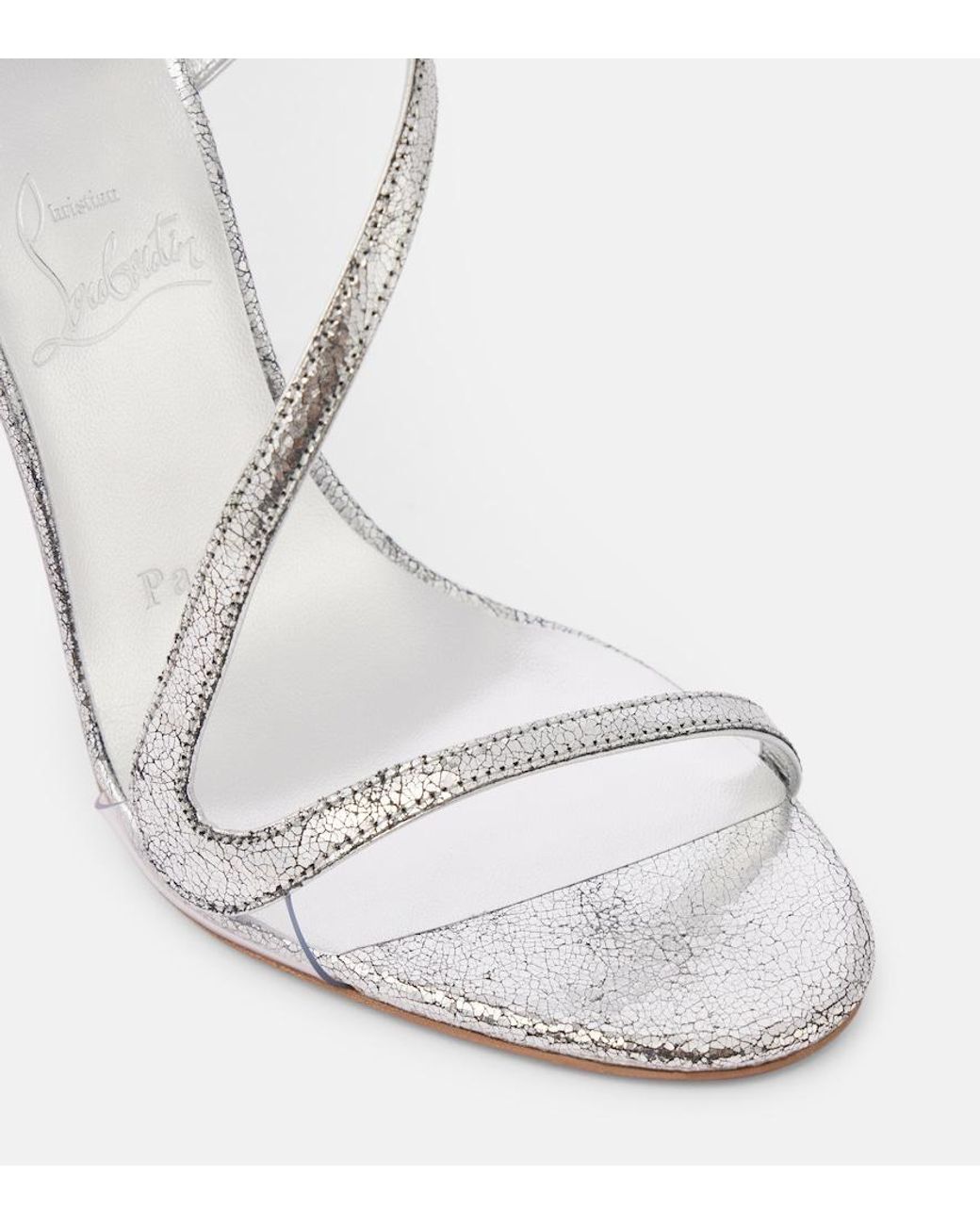 Christian Louboutin White Rosalie 100 Mirrored Leather Sandals