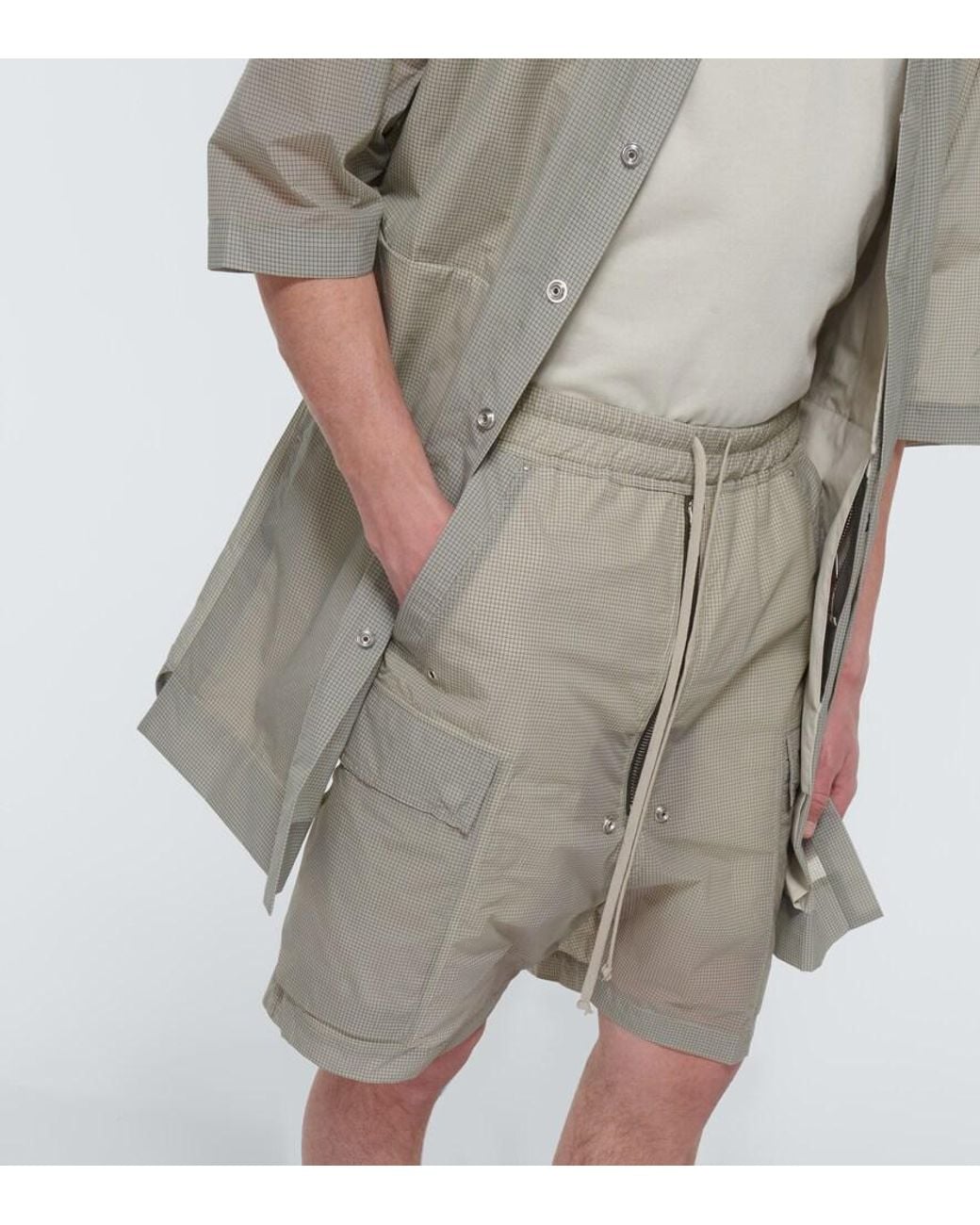 Rick Owens Gray Technical Shorts for men