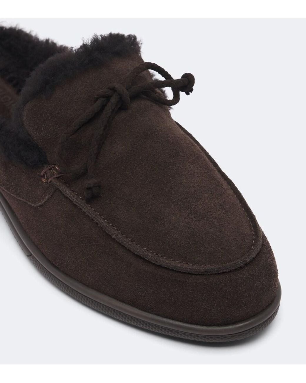 Yves Salomon Black Shearling-Lined Suede Mules