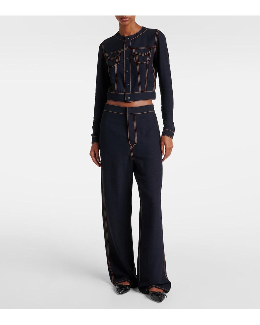Alaïa Black Fluid Cropped Wool-Blend Jacket