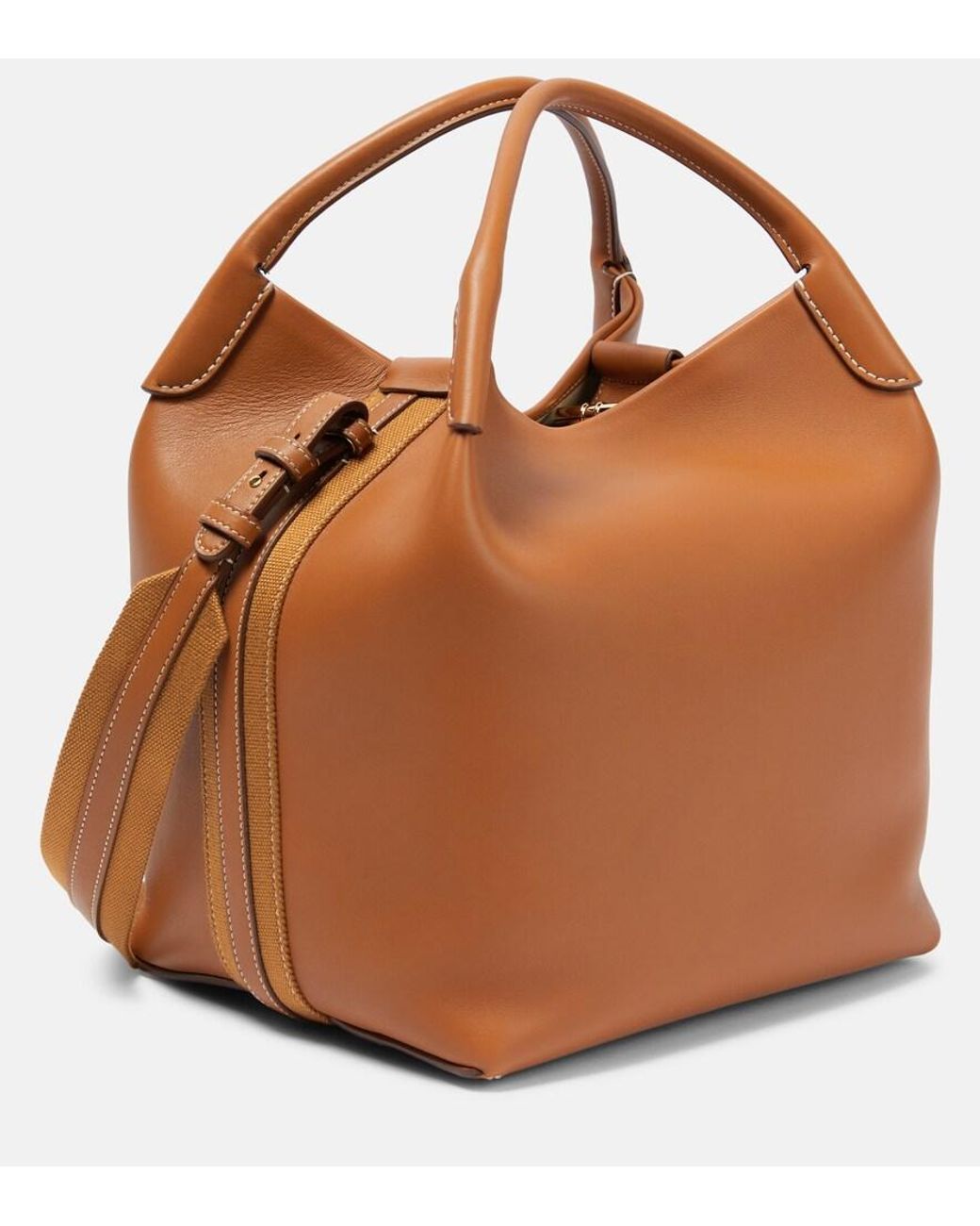 Loro Piana Brown Bale Leather Shoulder Bag