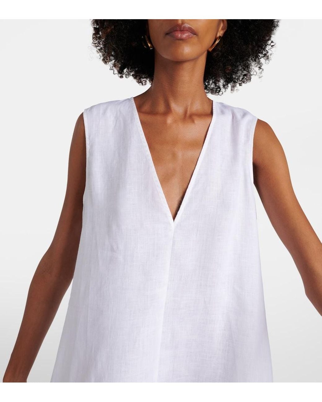 Asceno White Derya Linen Minidress