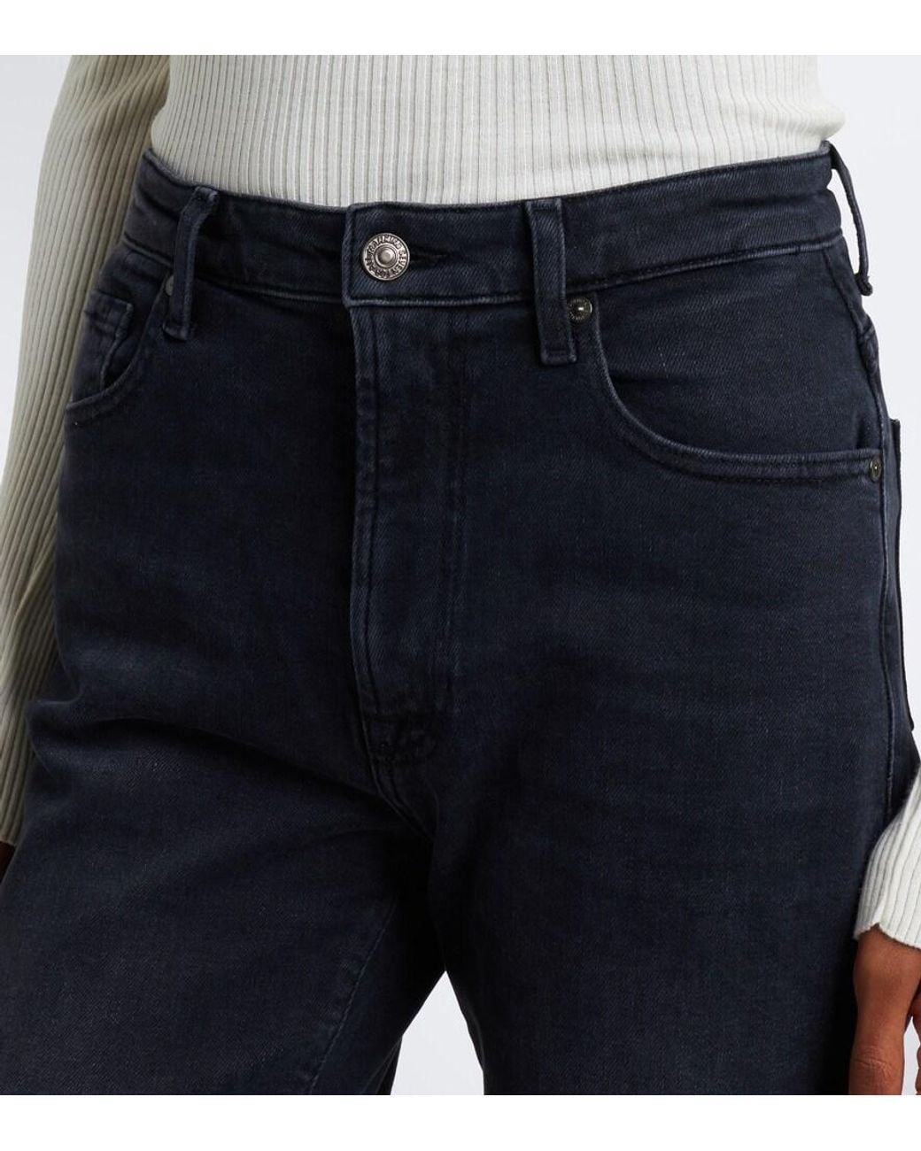 7 For All Mankind Blue Faded Straight Jeans