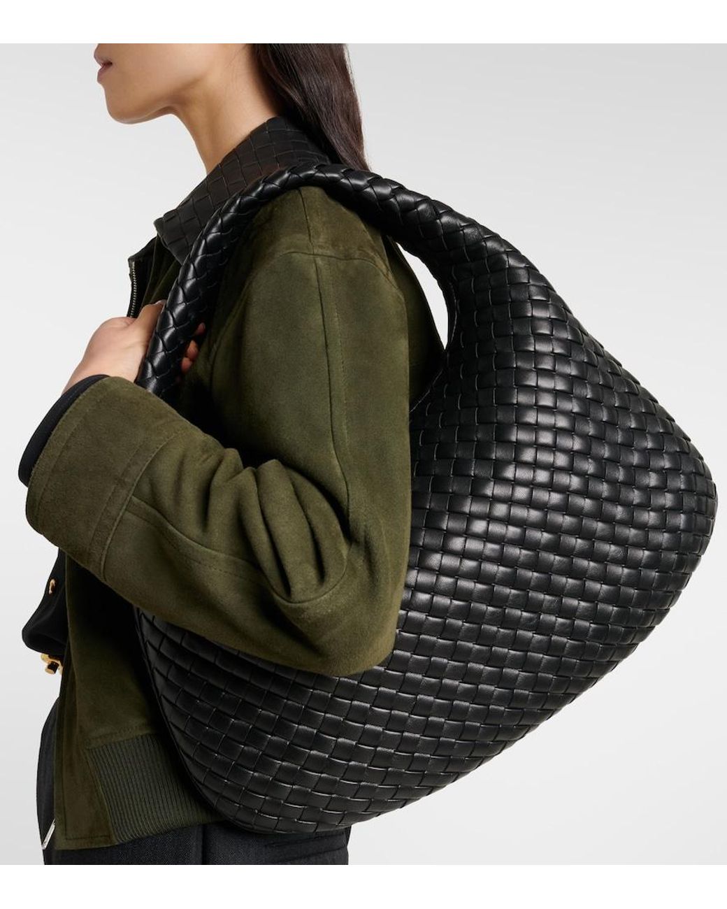 Bottega Veneta Black Veneta Medium Leather Shoulder Bag