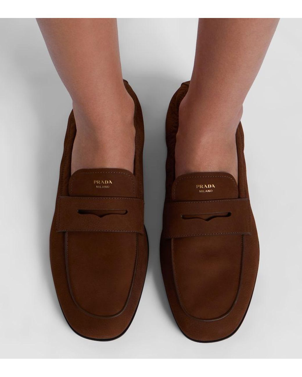 Prada Brown Leather Penny Loafers