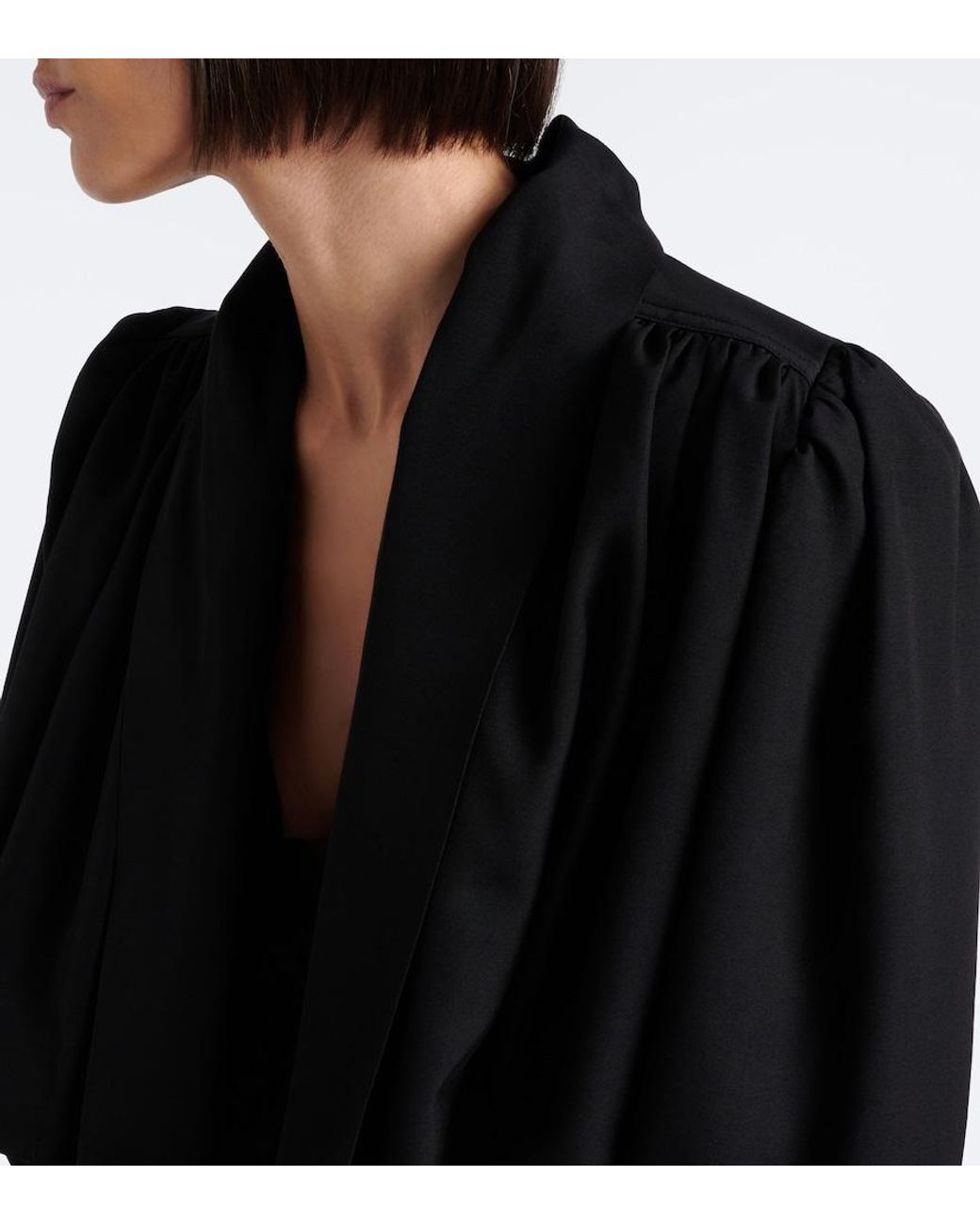 Chloé Black Gathered Cropped Faille Jacket
