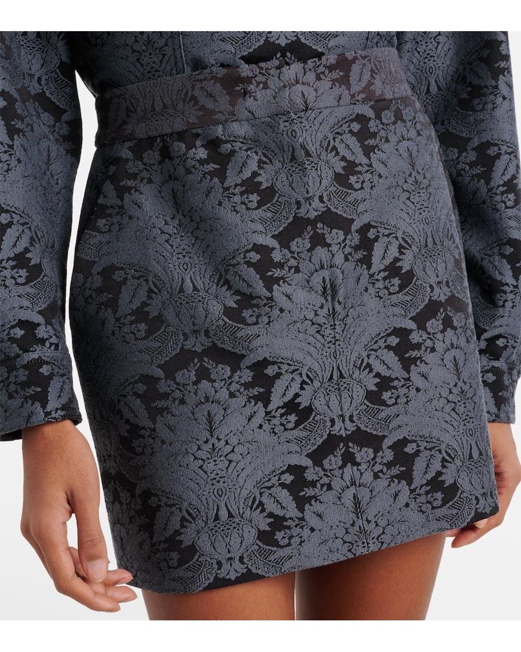 Max Mara Blue Pomezia Wool-Blend Jacquard Miniskirt