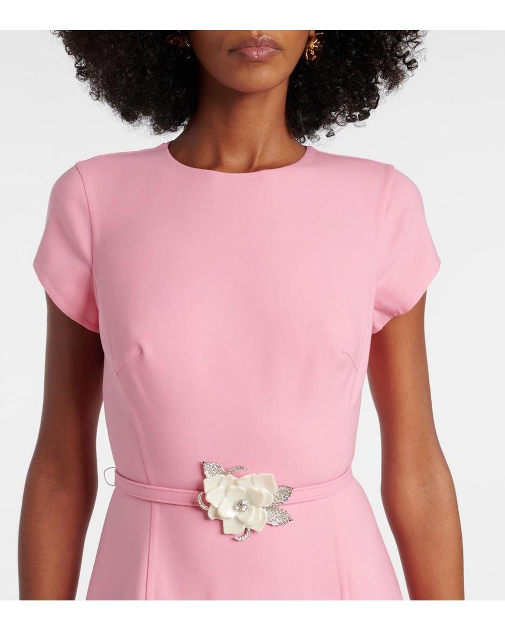 Oscar de la Renta Pink Wool-Blend Maxi Dress