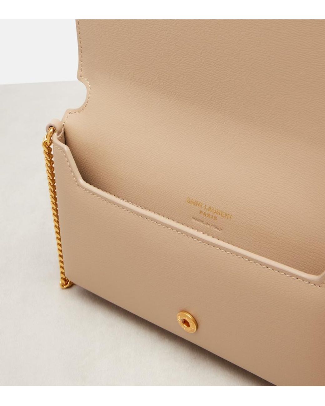 Saint Laurent Natural Cassandre Leather Phone Pouch