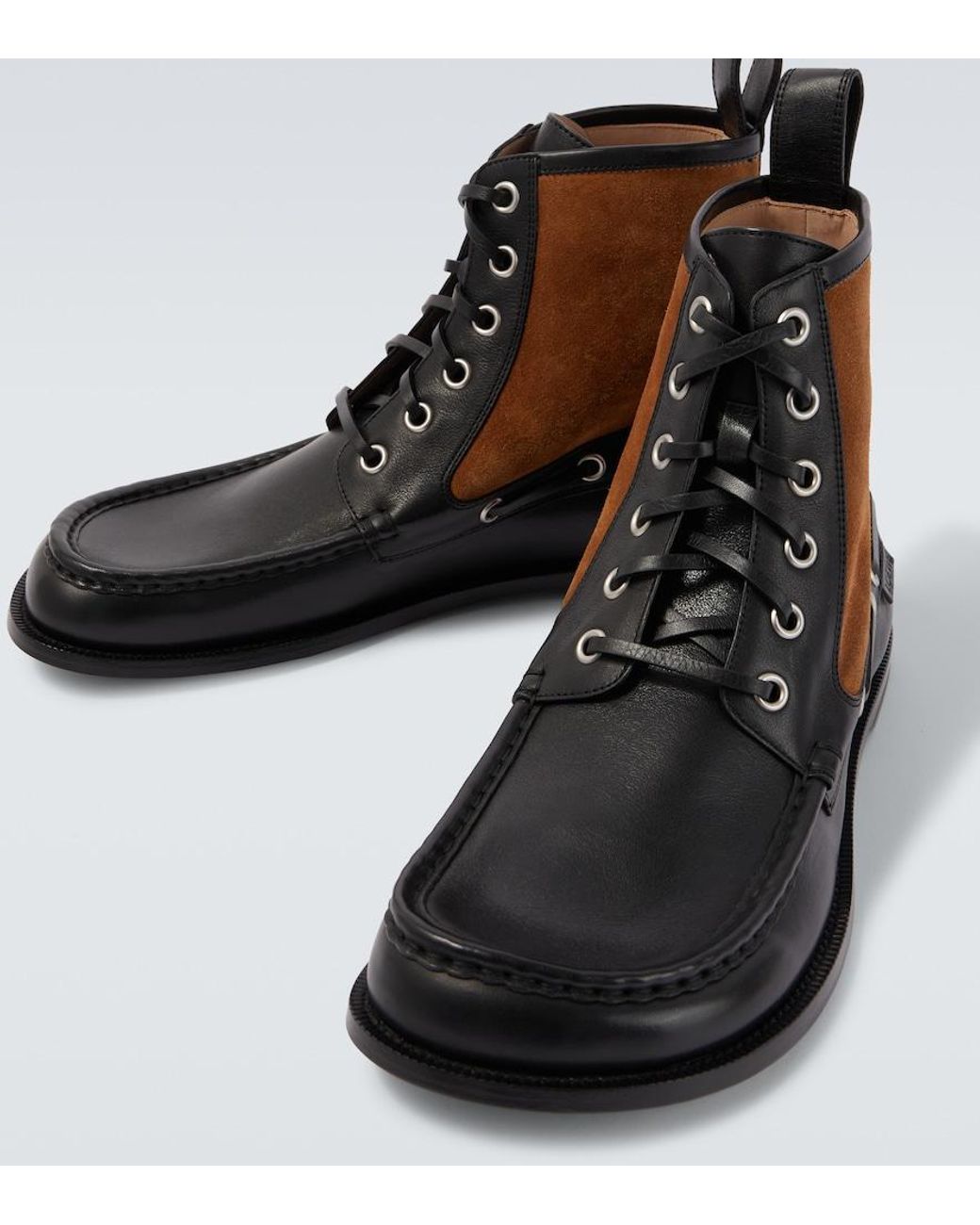 Loewe Schnuerstiefel Campo Aus Leder Mit Veloursleder in Brown für Herren