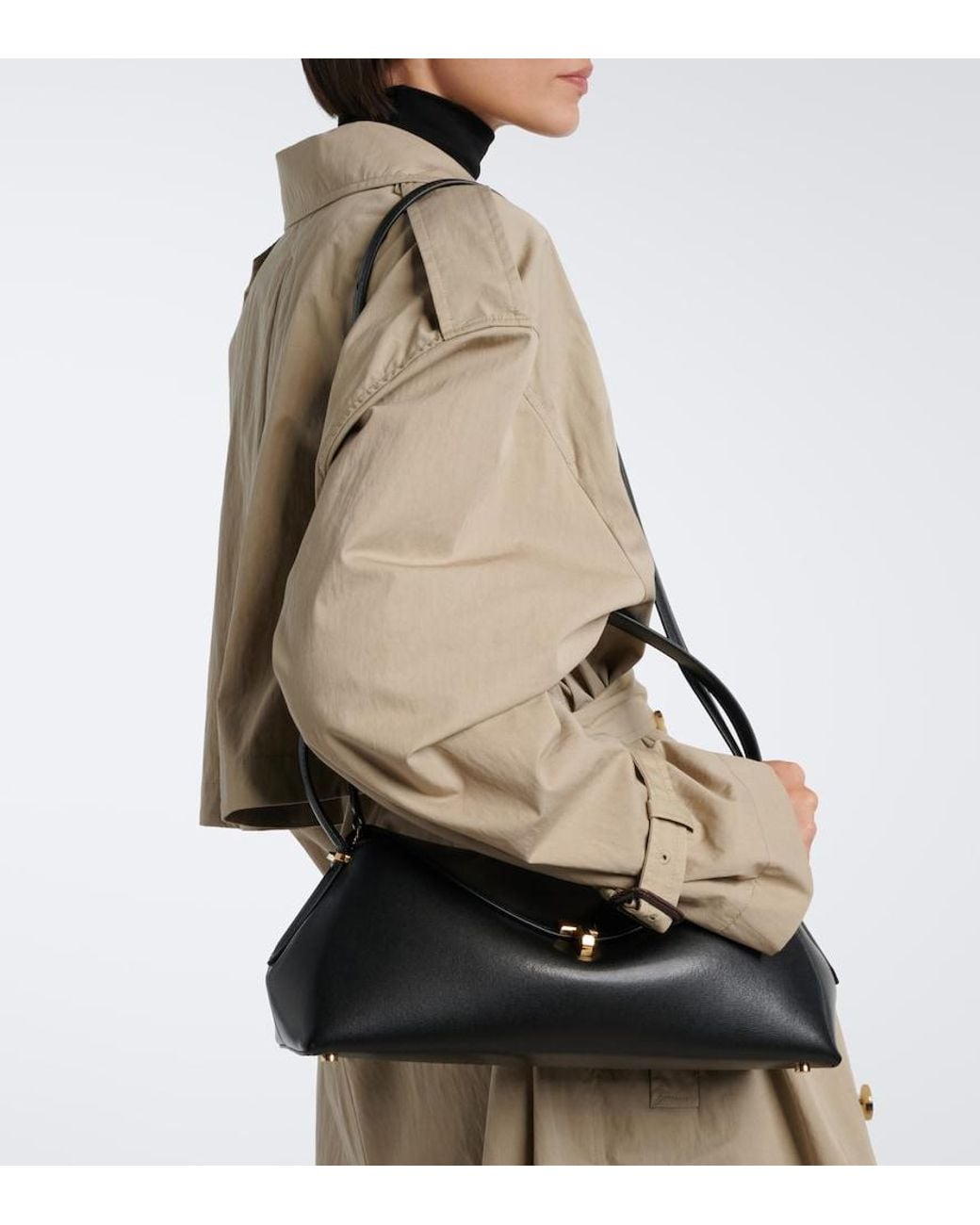 Totême  Black T-Lock Small Leather Shoulder Bag