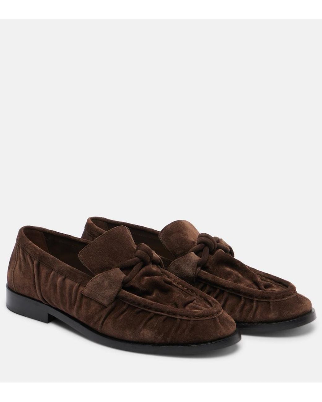 Bottega Veneta Brown Astaire Knot Suede Loafers