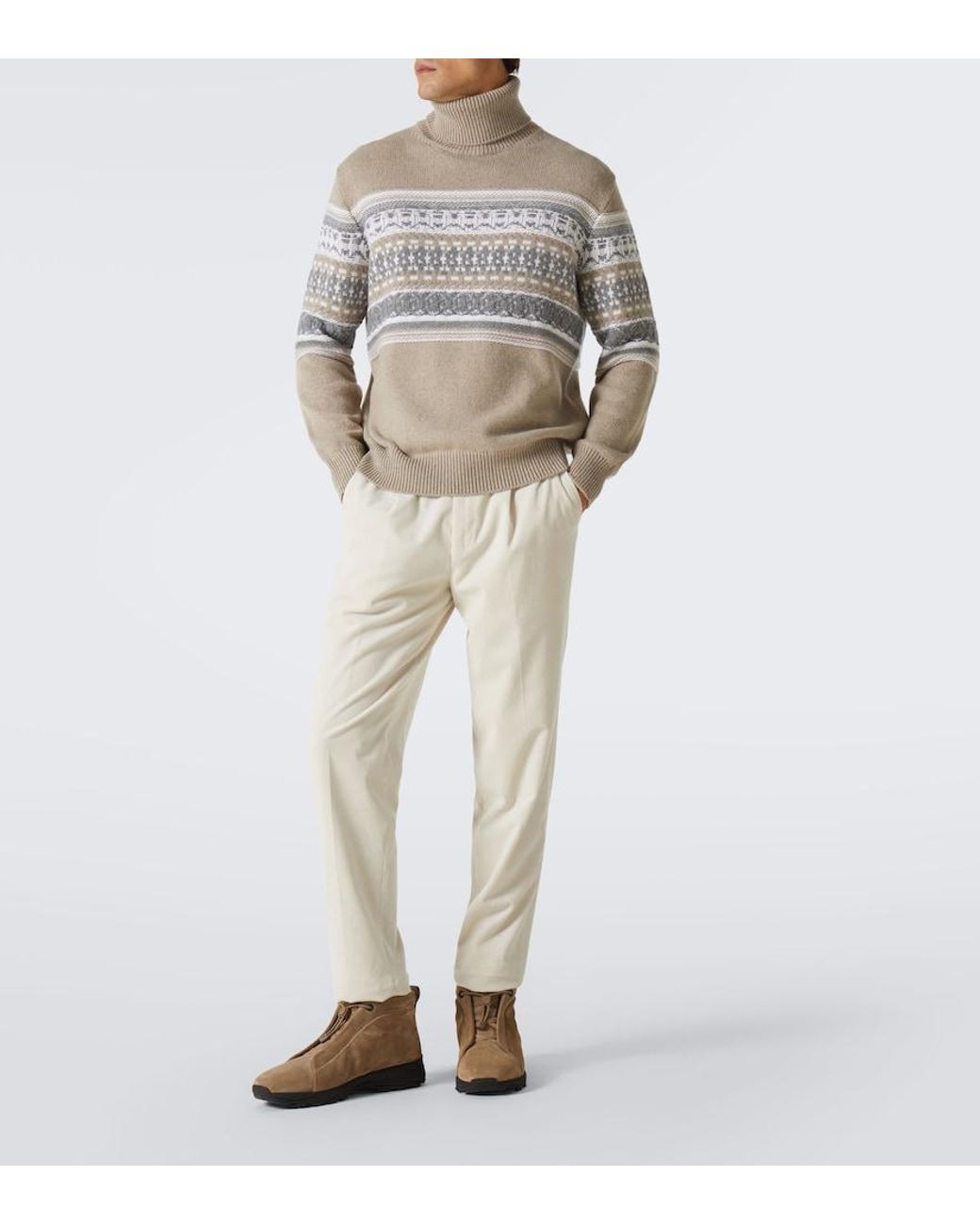 Zegna Brown Triple Stitch Suede High-Top Sneakers for men