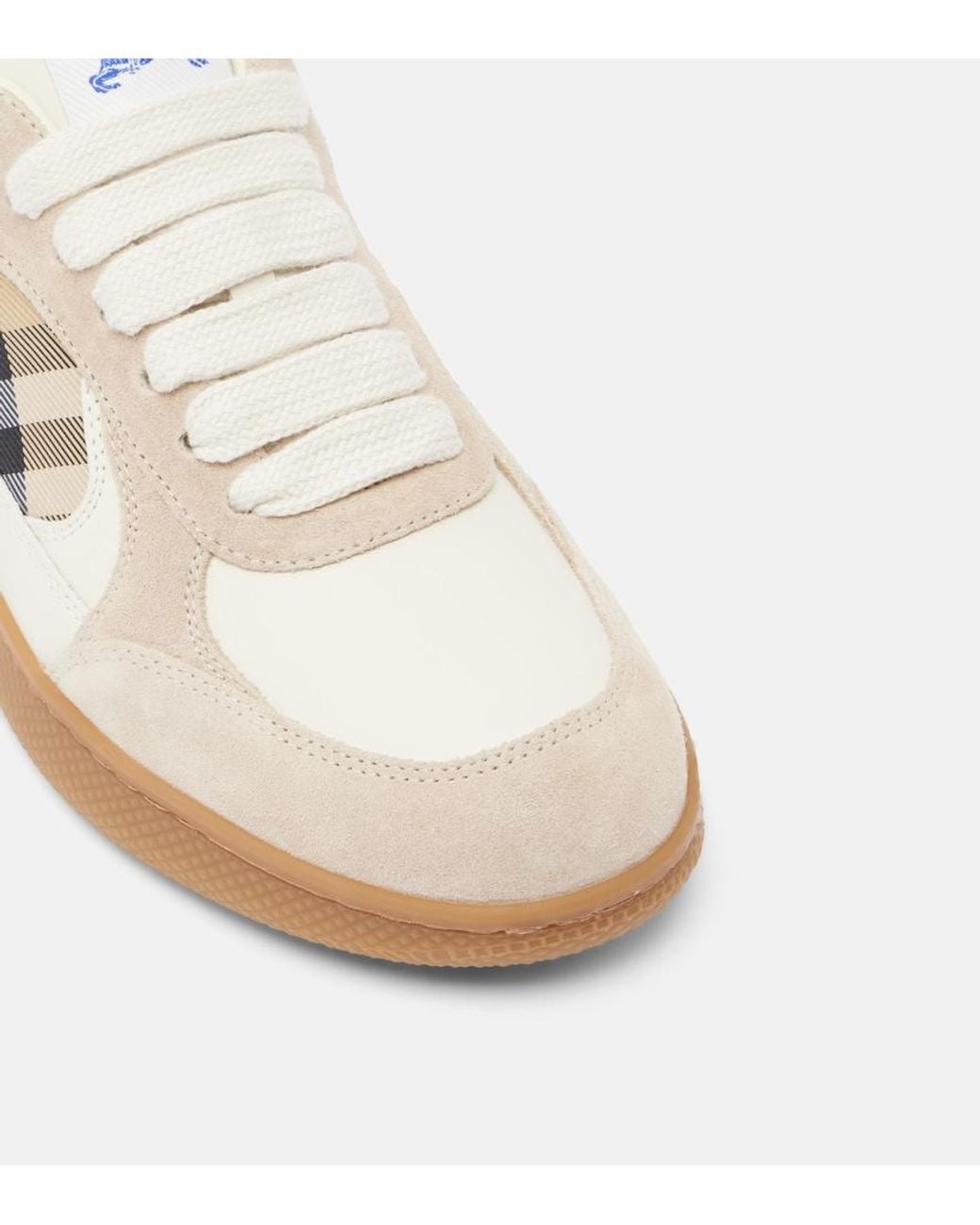 Burberry White Terrace Leather And Suede Sneakers