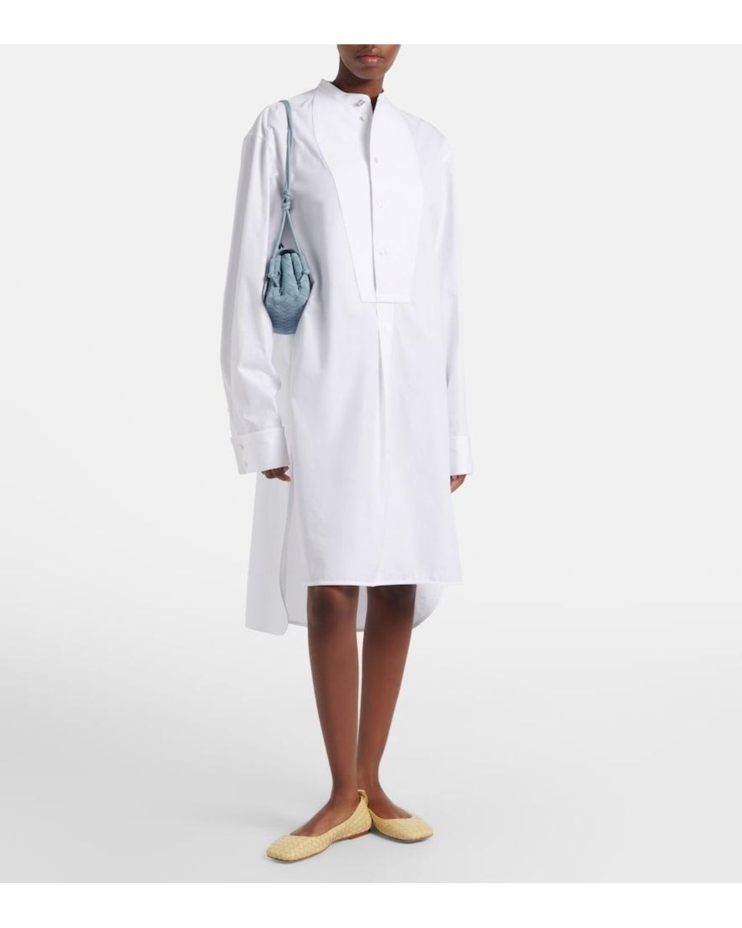 Bottega Veneta White Oversized Cotton Poplin Midi Dress