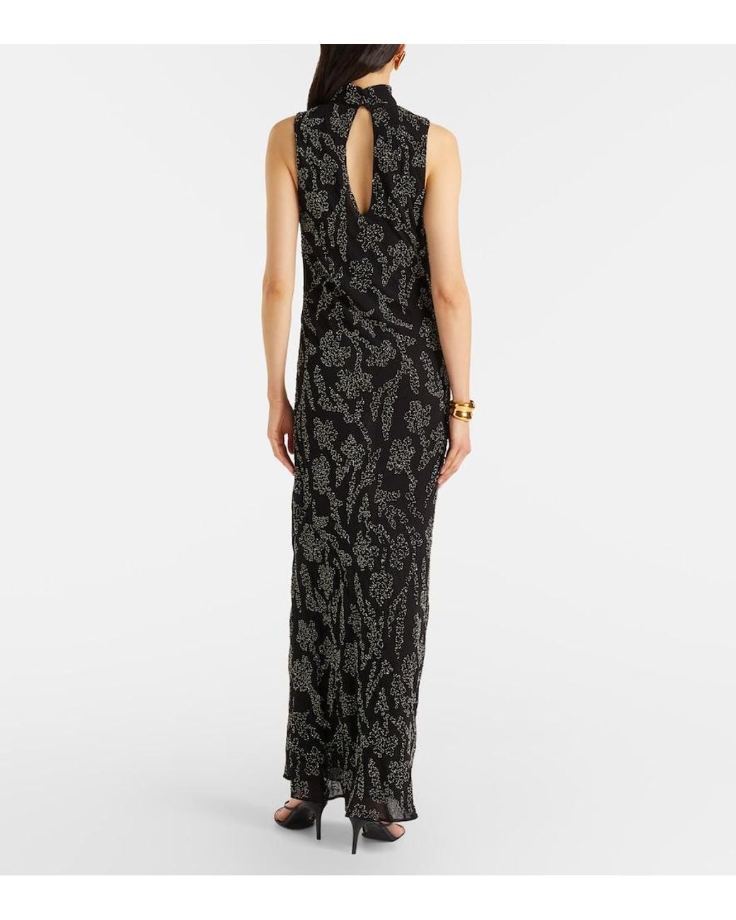 Veronica Beard Black Sylven Beaded Georgette Maxi Dress