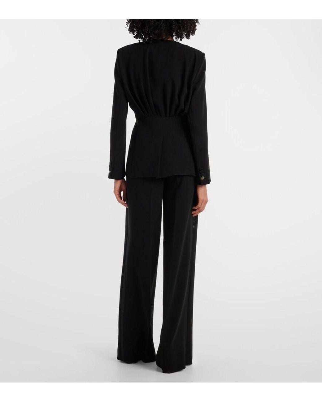 Max Mara Black Gradi Draped Crepe Jacket