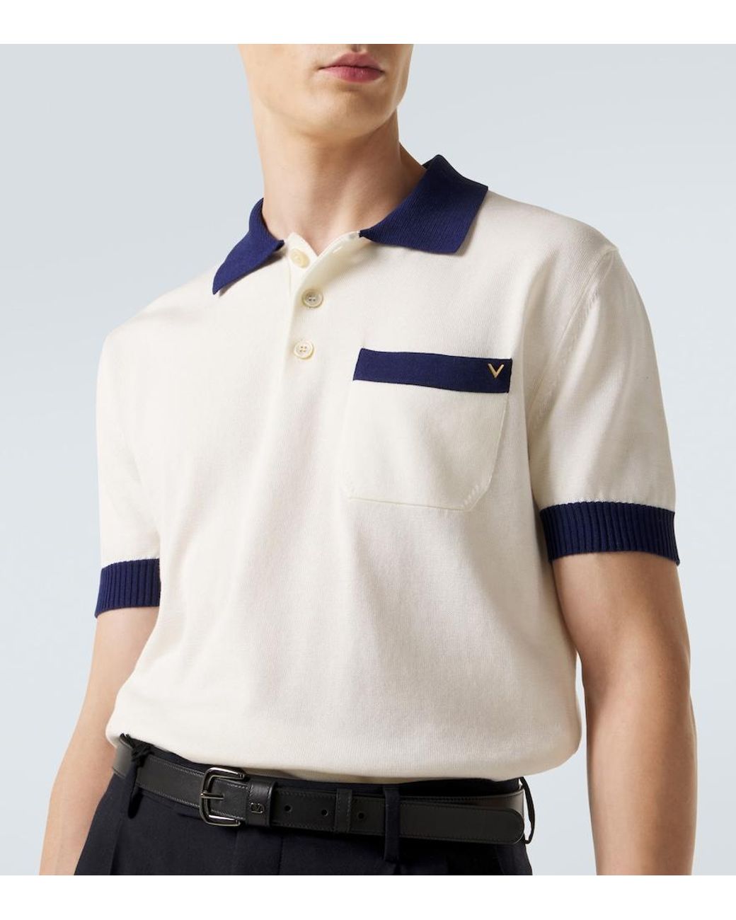 Valentino Garavani White Vgold Cotton Polo Shirt for men